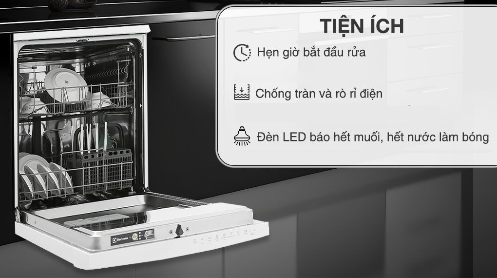 Máy Rửa Chén Độc Lập Electrolux ESF5206LOW với chức năng hẹn giờ bắt đầu rửa tiện ích