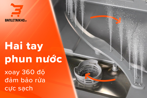 Hệ thống 2 tay phun nước xoay linh hoạt