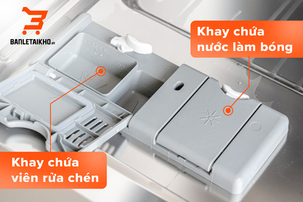 Vị trí khay để viên rửa và nước làm bóng trên máy rửa bát SMS63L02EA