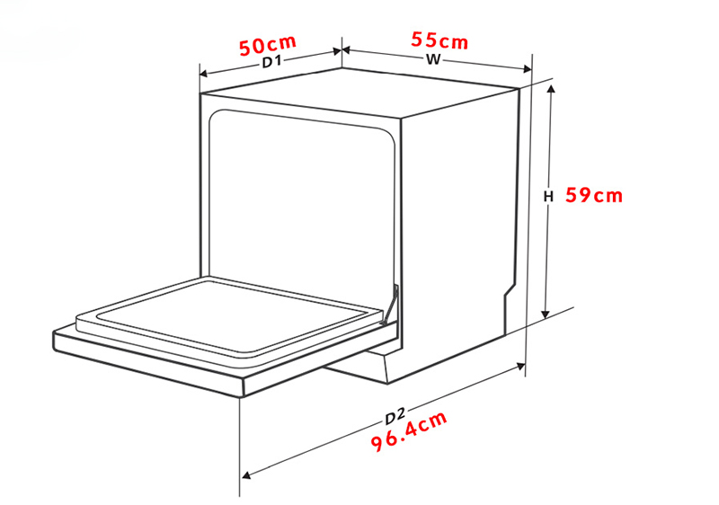 Máy Rửa Chén Mini 8 Bộ Ecalite EDW-SMS6080WH