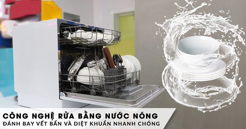Máy Rửa Chén Mini 8 Bộ Ecalite EDW-SMS6080WH