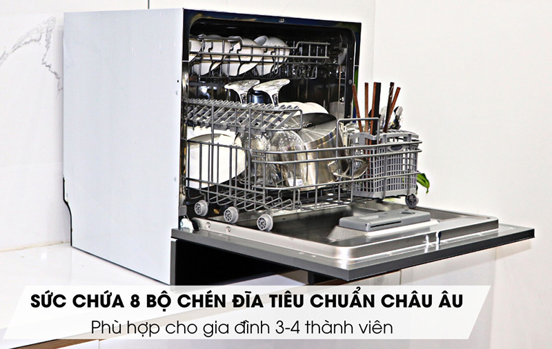 Máy Rửa Chén Mini 8 Bộ Ecalite EDW-UF6080BL