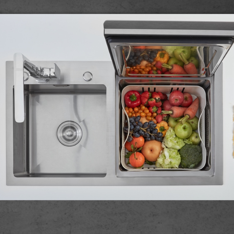 Máy rửa chén tích hợp chậu rửa Malloca WQP6-890F3 có độ ồn thấp, hoạt động êm ái