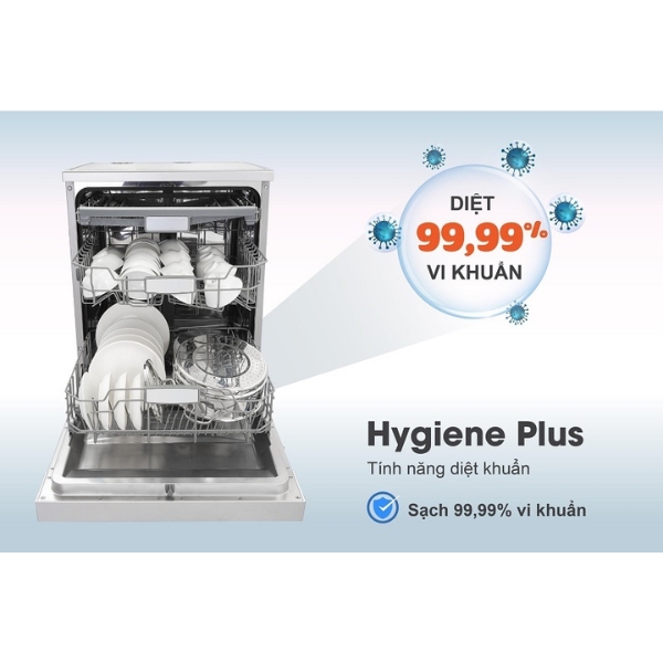 Chế độ Hygiene Plus giúp tăng nhiệt độ nước trong chu trình xả cuối cùng lên 70ºC và duy trì trong 10 phút
