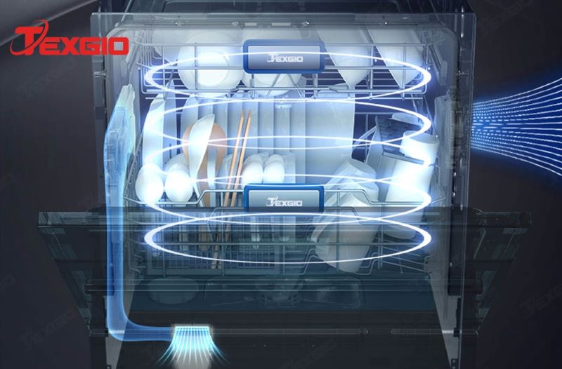 Công nghệ sấy khí nóng đa chiều giúp bát đĩa luôn khô ráo