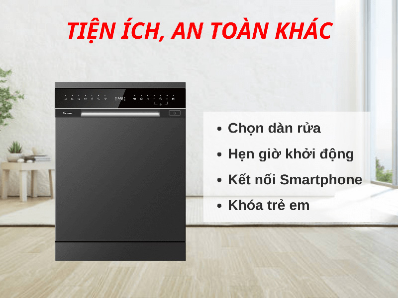 Máy rửa bát Texgio TGFPCM795B Smart trang bị thêm nhiều tiện ích hấp dẫn, bảo vệ người dùng