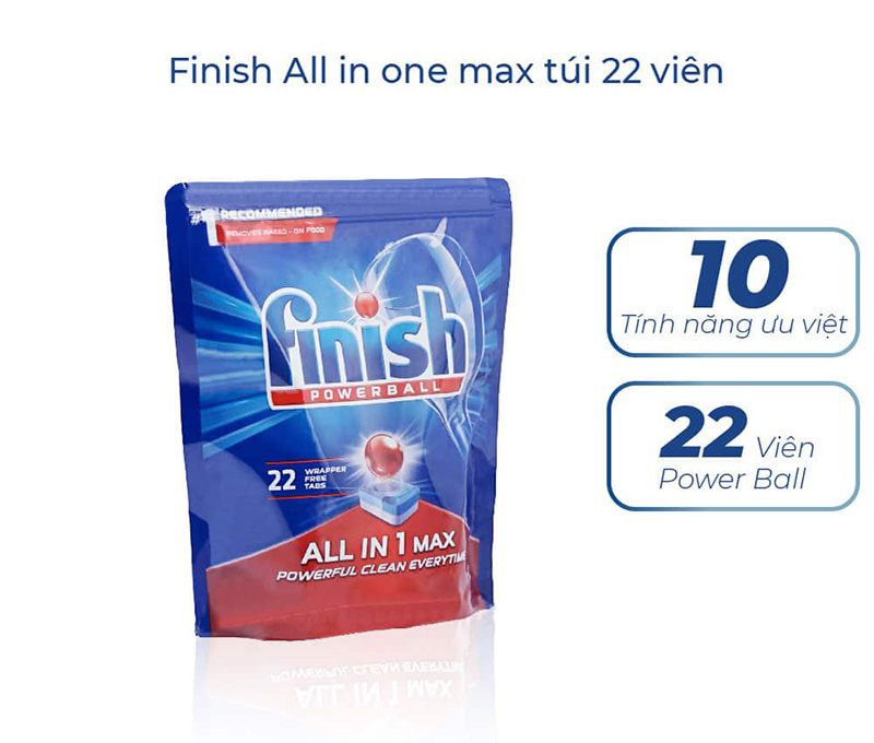 Ngoài khả năng làm sạch, Finish All In 1 Max 22V còn đảm bảo diệt khuẩn triệt để