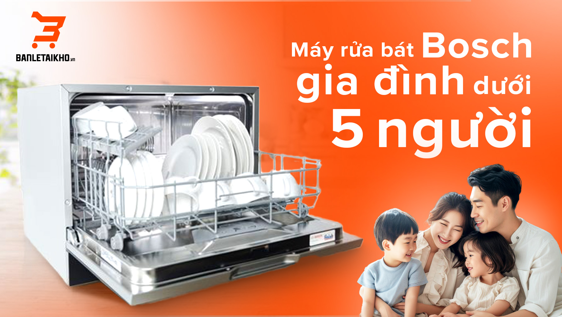 Với gia đình ít người nên chọn máy rửa bát thiết kế nhỏ gọn, rửa được từ 4 đến 6 bộ bát đĩa
