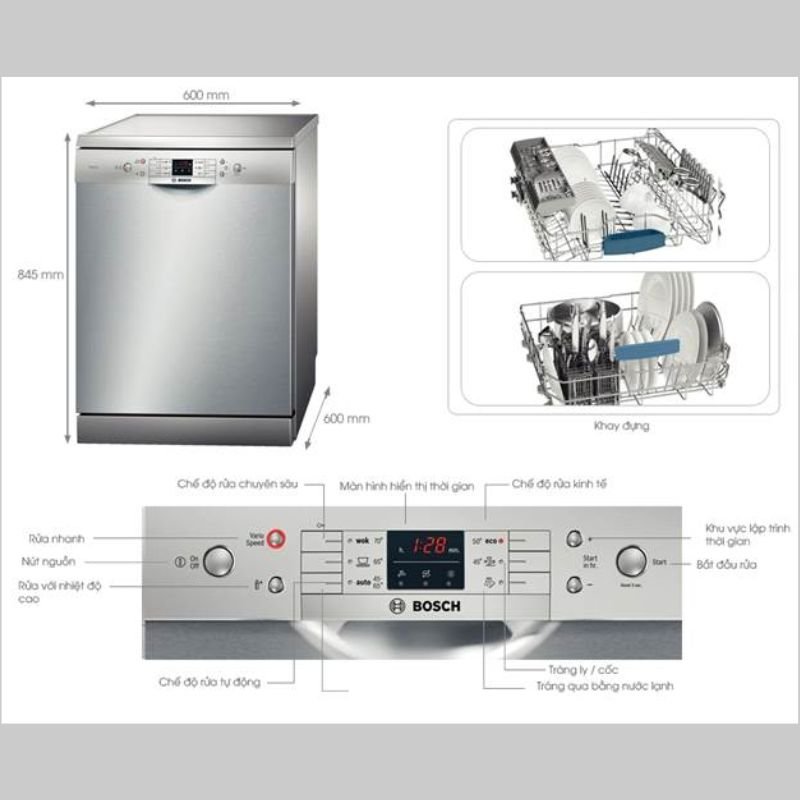 Điểm giống nhau của 2 loại máy rửa bát Bosch serie 6 và 8