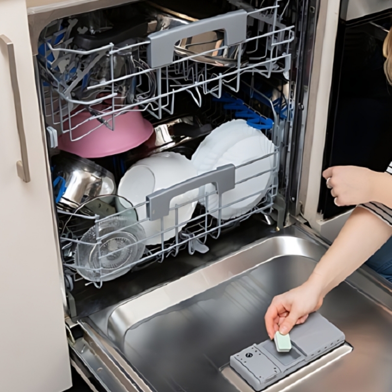 Lắp khay và vận hành máy rửa bát như bình thường