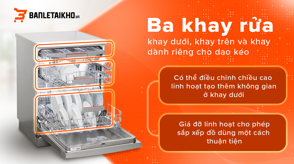 Khay rửa chén rộng rãi đa ngăn