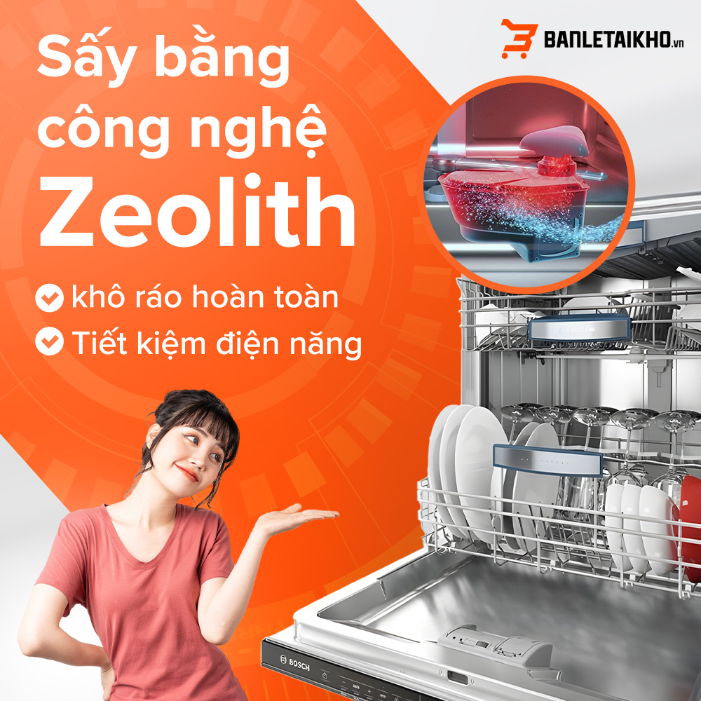 Máy rửa bát ứng dụng công nghệ đá Zeolith giúp làm khô hoàn toàn bát đĩa