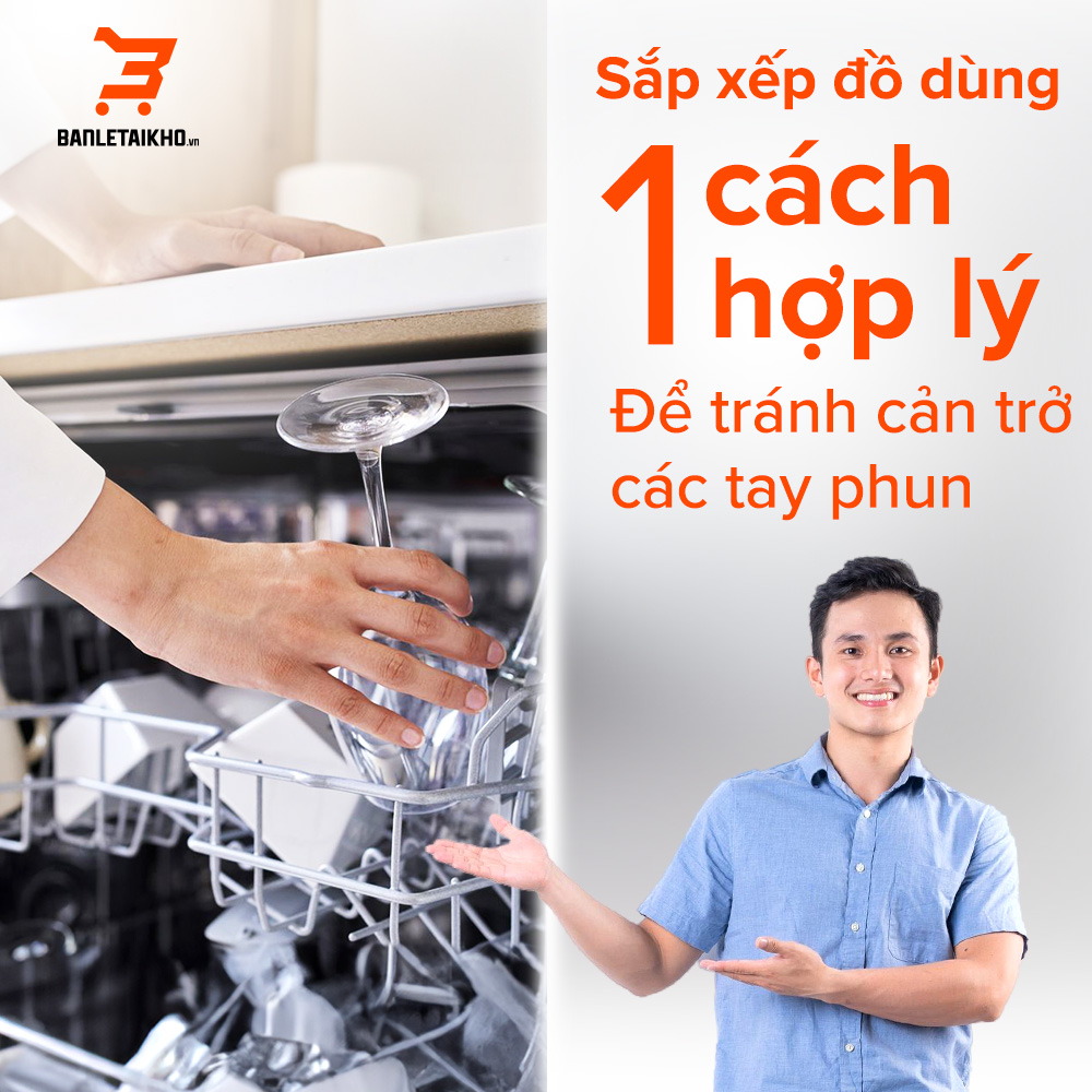 Tránh cản trở các tay phun bằng cách sắp xếp đồ dùng một cách hợp lý