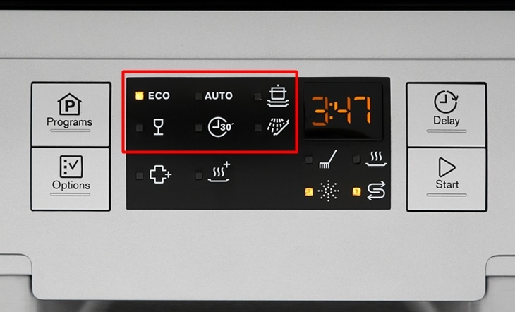 Chọn chương trình rửa phù hợp với mức độ bẩn của chén đĩa