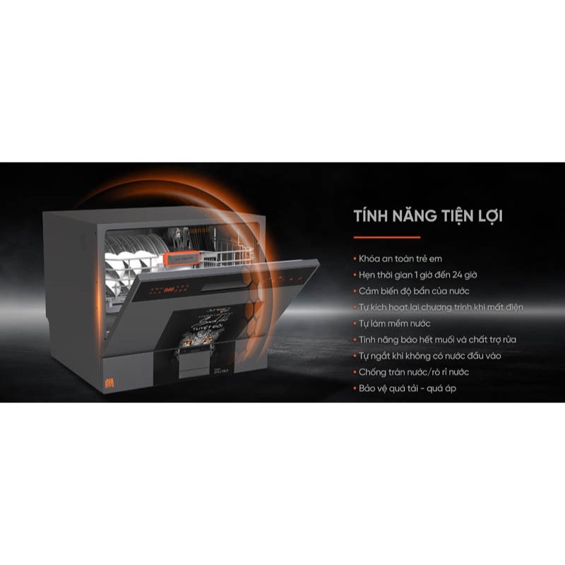 Máy rửa bát Junger DWJ-063 còn được trang bị nhiều tính năng an toàn, bảo vệ sức khỏe cho cả gia đình