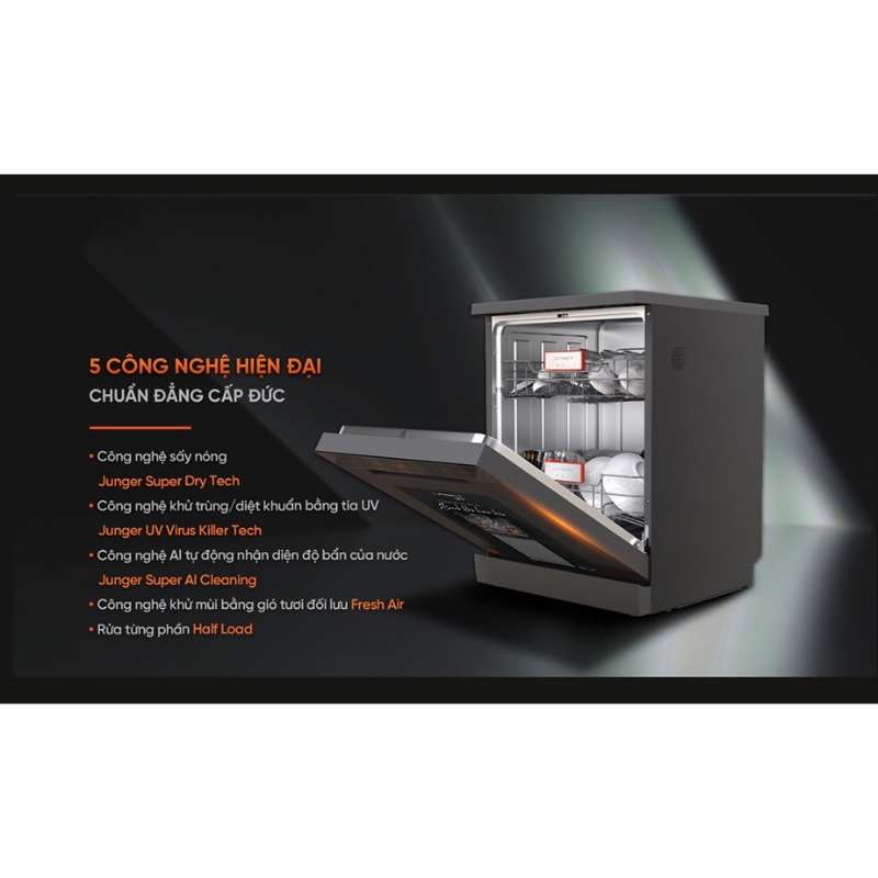 Máy rửa bát Junger DWJ-143 được trang bị 5 công nghệ tiên tiến