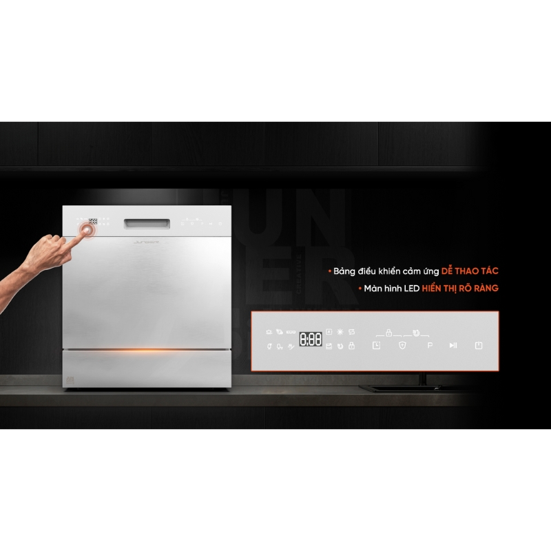 Máy rửa bát DWJ-100 được trang bị bảng điều khiển cảm ứng trực quan