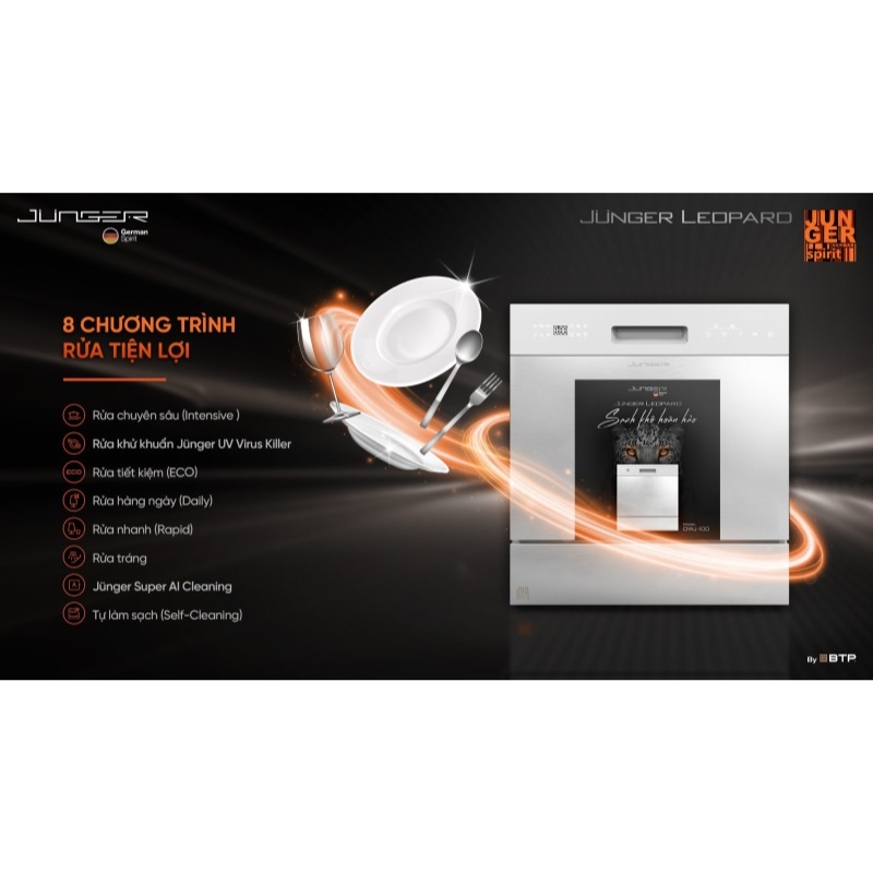 Junger Leopard DWJ-100 tích hợp 8 chương trình rửa tiện lợi
