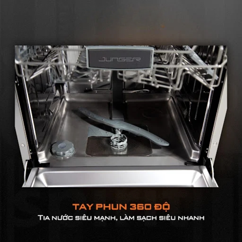 Hệ thống phun nước 360° độc đáo của Junger DWJ-101, kết hợp với áp lực nước mạnh mẽ