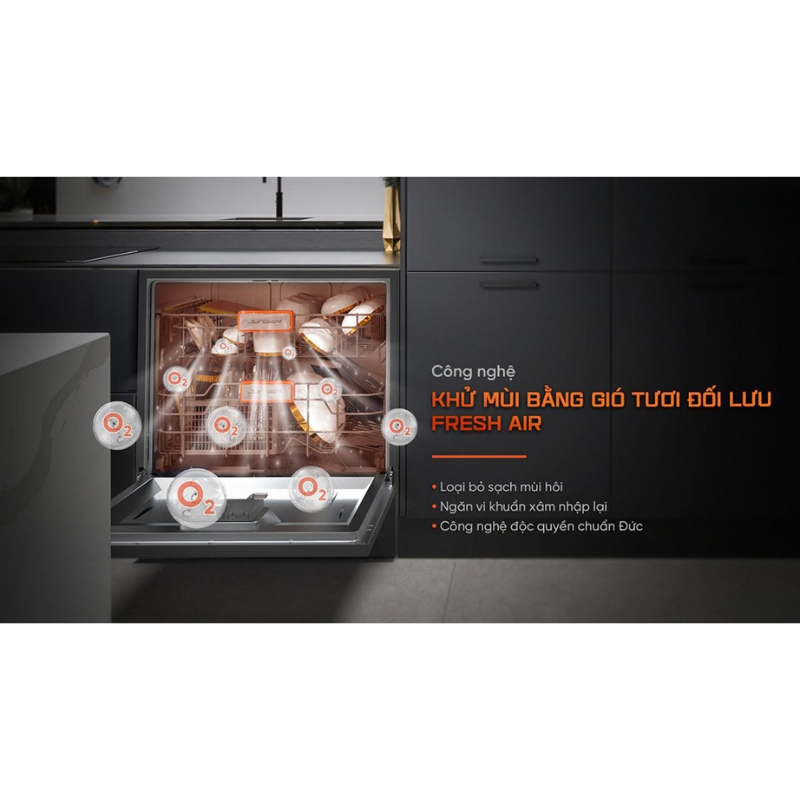 Máy rửa bát Junger DWJ-103 cung cấp 8 chương trình rửa tiện lợi đa dạng