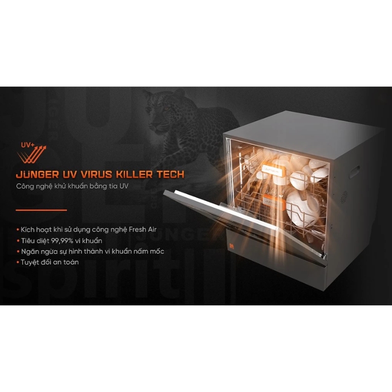 Máy rửa bát Junger DWJ-103 mang đến trải nghiệm rửa bát nhanh chóng, an toàn