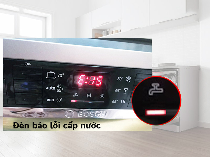 Biểu tượng mũi tên đổi chiều trên máy rửa bát Bosch là cảnh báo hết muối