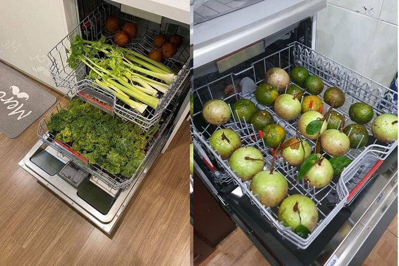 Làm sạch rau củ là một trong những công dụng ít người biết đến của máy rửa bát