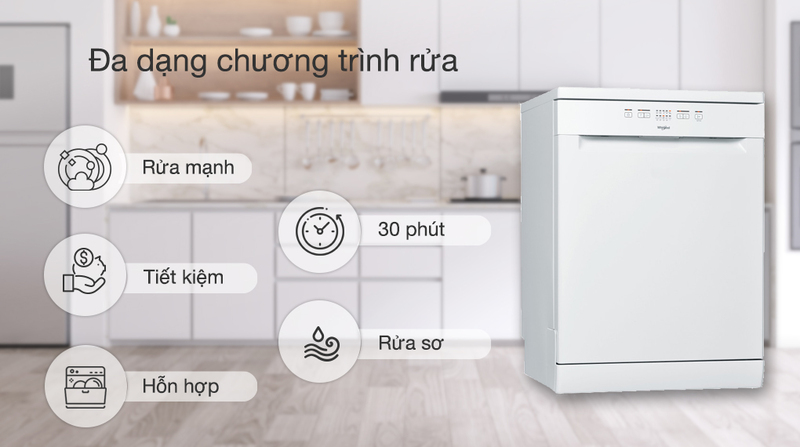 Máy rửa bát cung cấp nhiều chương trình rửa linh hoạt đáp ứng nhu cầu sử dụng hàng ngày của người dùng