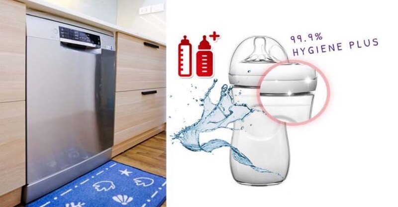 Sử dụng máy rửa chén là cách hiệu quả và an toàn để làm sạch bình sữa trẻ em