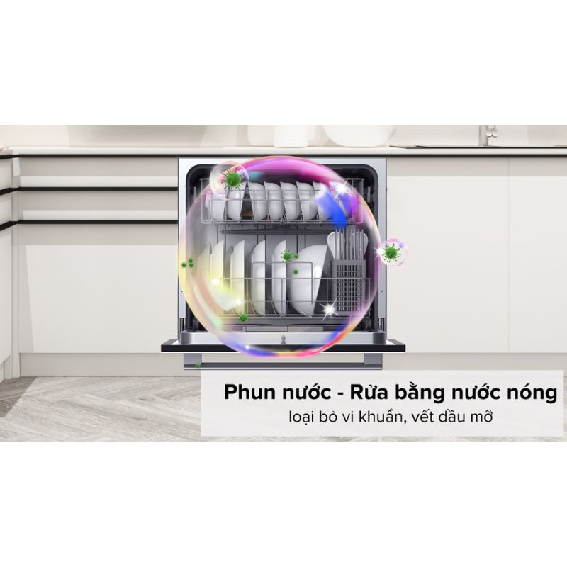 Công nghệ phun nước 360 độ tạo ra các tia nước mạnh mẽ đánh bay vết bẩn cứng đầu