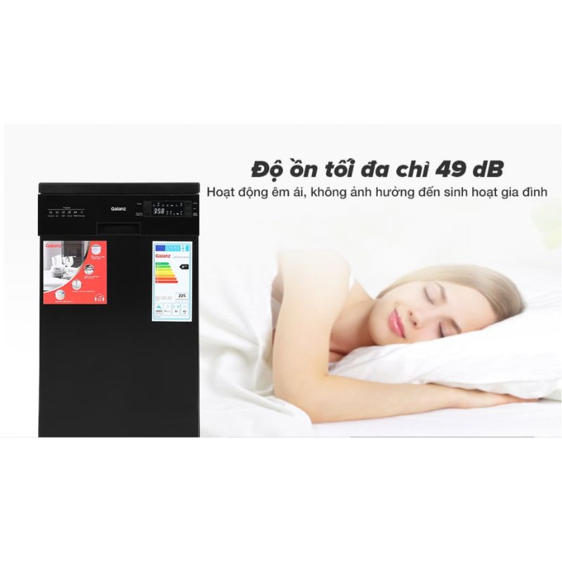 Máy rửa bát Galanz được trang bị công nghệ giảm ồn hiệu quả với độ ồn chỉ khoảng 50dB