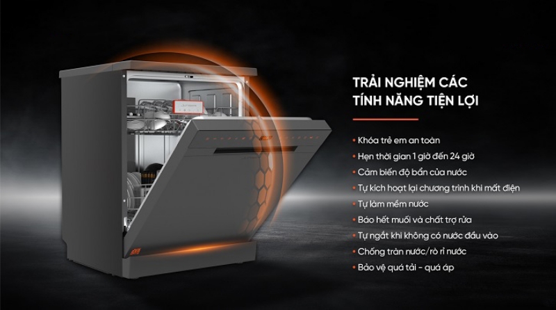 Máy rửa bát Junger được trang bị nhiều tính năng hiện đại