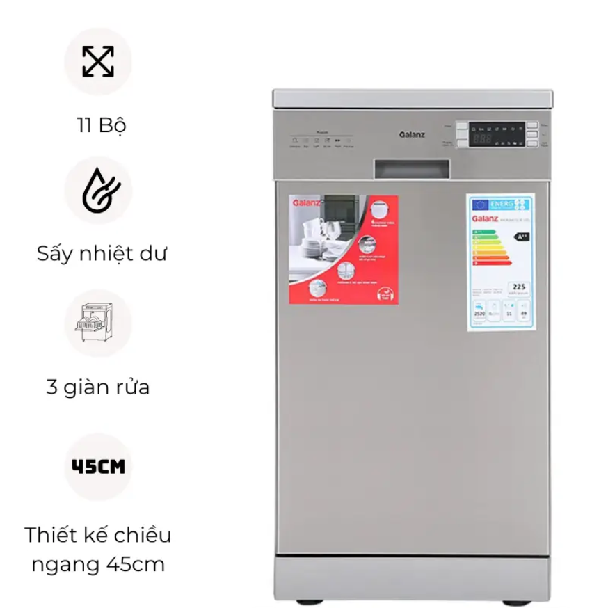 Máy rửa bát Galanz W45A3A401S-0E1(SS) có nhiều tiện ích hiện đại mang đến trải nghiệm người dùng tuyệt vời 