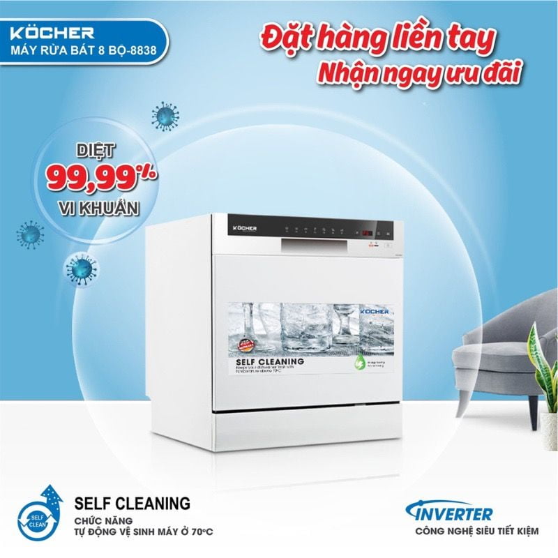 Chức năng Hygiene Plus diệt sạch 99% vi khuẩn bằng nhiệt độ cao