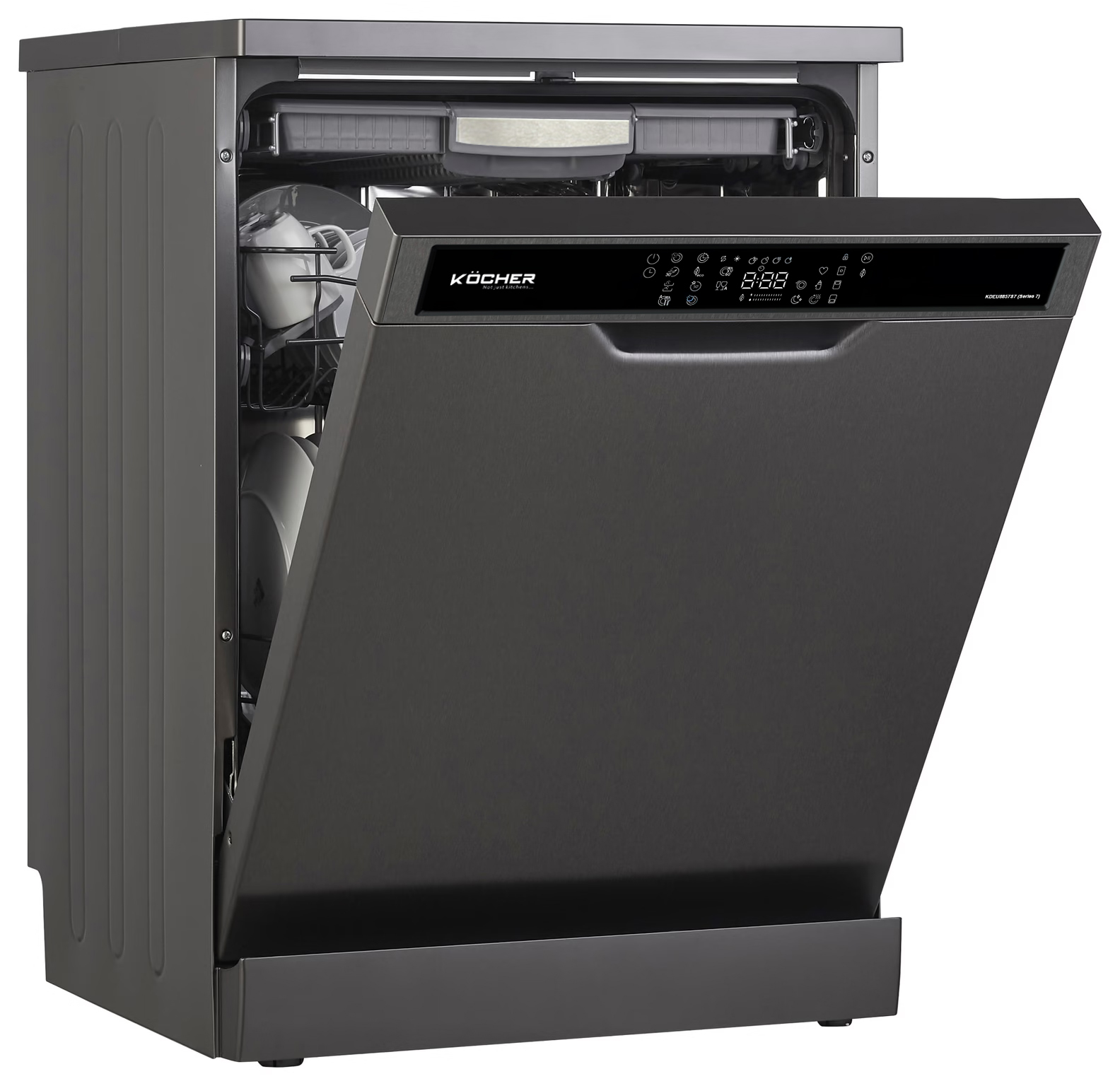 Máy Kocher KDEU-8855S7 SERIES 7 có chức năng tự động mở cửa giúp tiết kiệm năng lượng và làm khô chén đĩa tự nhiên