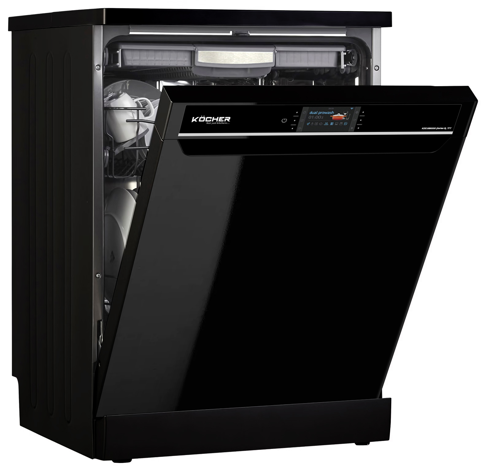 Máy rửa chén Kocher KDEU-8866S8 Series 8 với chức năng tự động hé mở cửa giúp bát đĩa khô nhanh mà vẫn tiết kiệm năng lượng