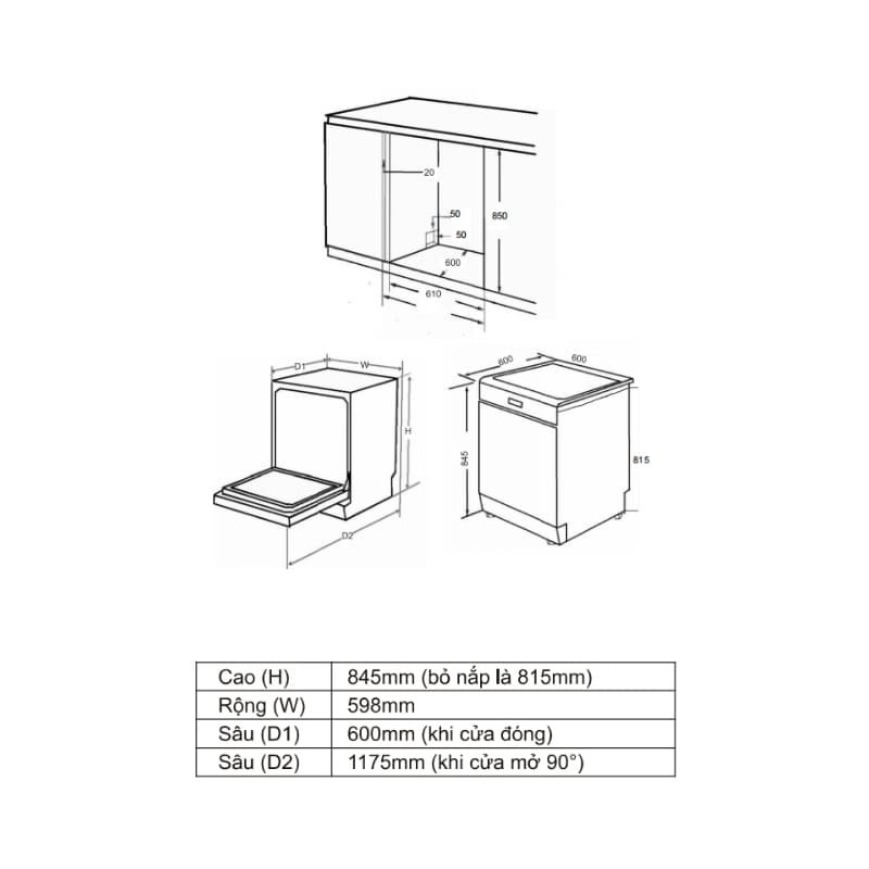 Máy rửa bát Âm Tủ/Độc Lập Fujishan FJVN15-S03AF 12 Bộ