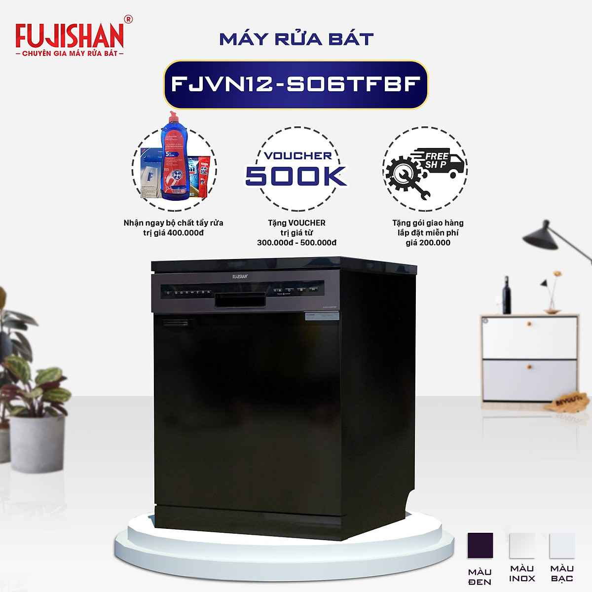 Máy rửa bát Độc Lập Fujishan FJVN12-S06TFBF 13 Bộ