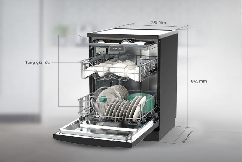 Các bước cài đặt máy rửa bát 12 bộ