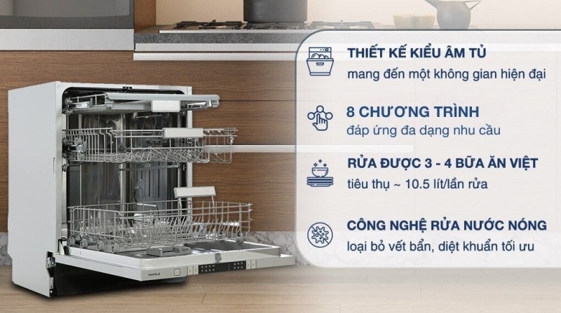 kích thước máy rửa bát hafele