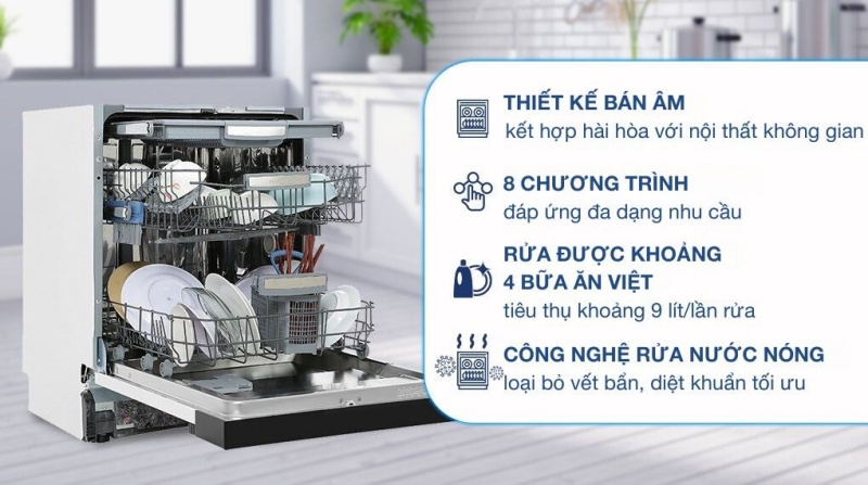 so sánh máy rửa chén độc lập và bán âm