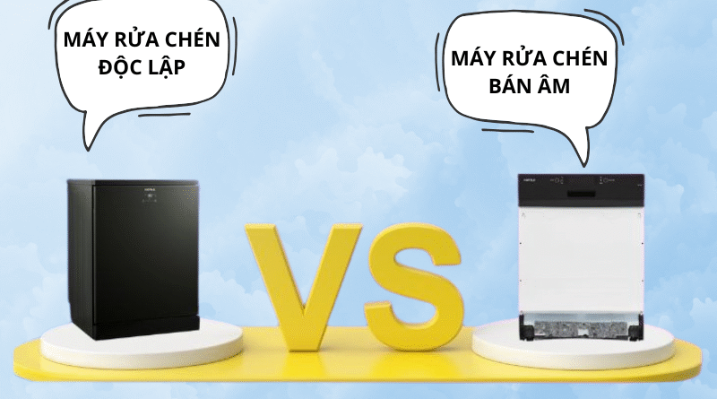 so sánh máy rửa chén độc lập và bán âm